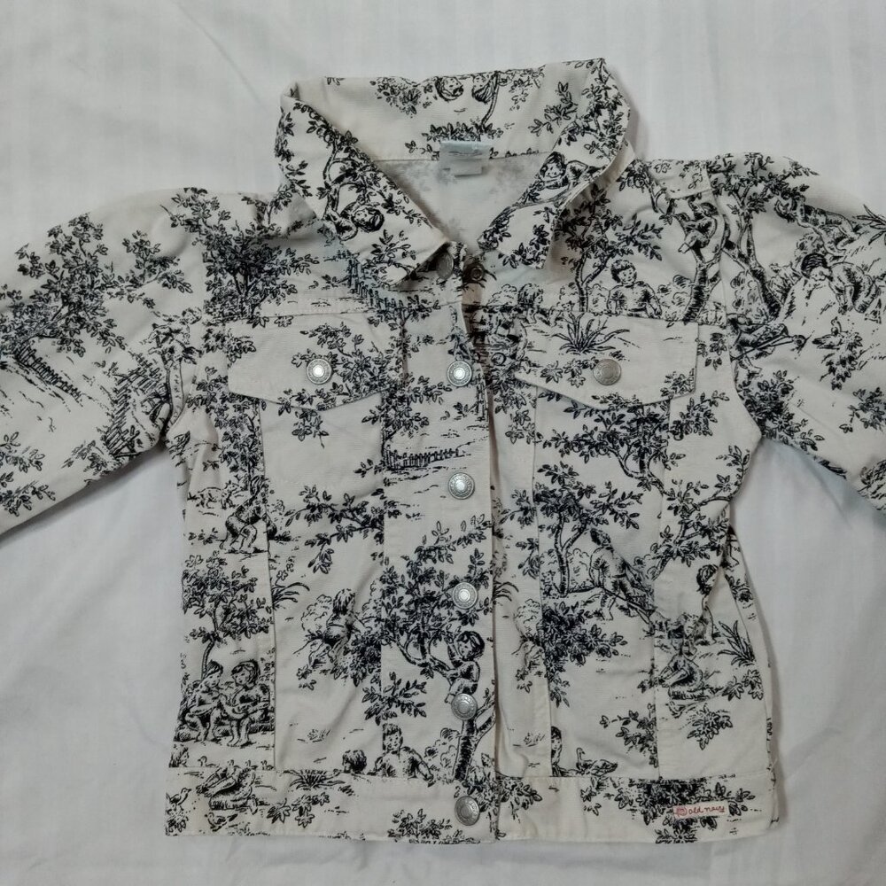 Toile de Jouy Old Navy White Black Jean Jacket Size 4T Toddler Cotton Girl Child